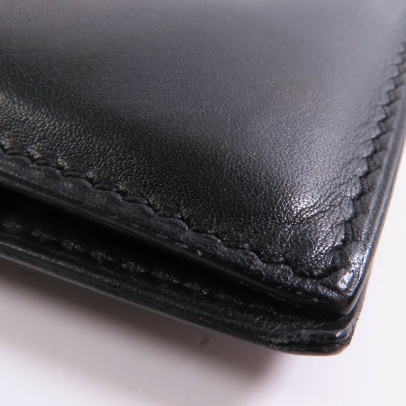 HERMES Box Calf皮革Bearn Bi Fold銀扣長錢包Noir-9