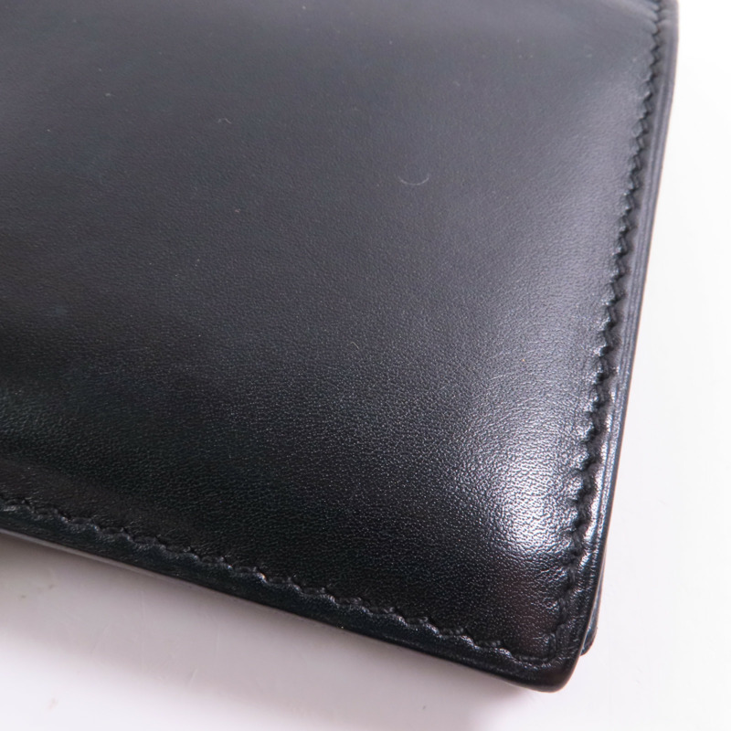 HERMES Box Calf皮革Bearn Bi Fold銀扣長錢包Noir-10