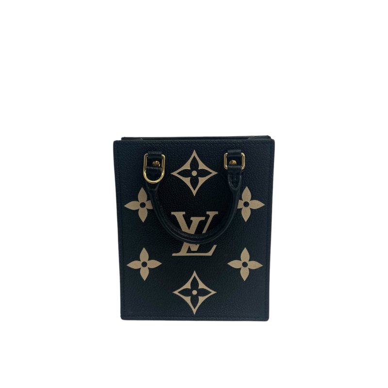 【LOUIS VUITTON】Monogram Empreinte Sac Plat 黑色壓紋 金扣 琴譜包 M81416 附晶片（二手）J2322-2