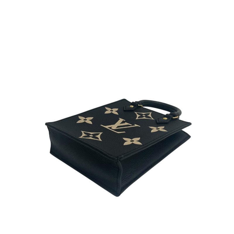 【LOUIS VUITTON】Monogram Empreinte Sac Plat 黑色壓紋 金扣 琴譜包 M81416 附晶片（二手）J2322-9