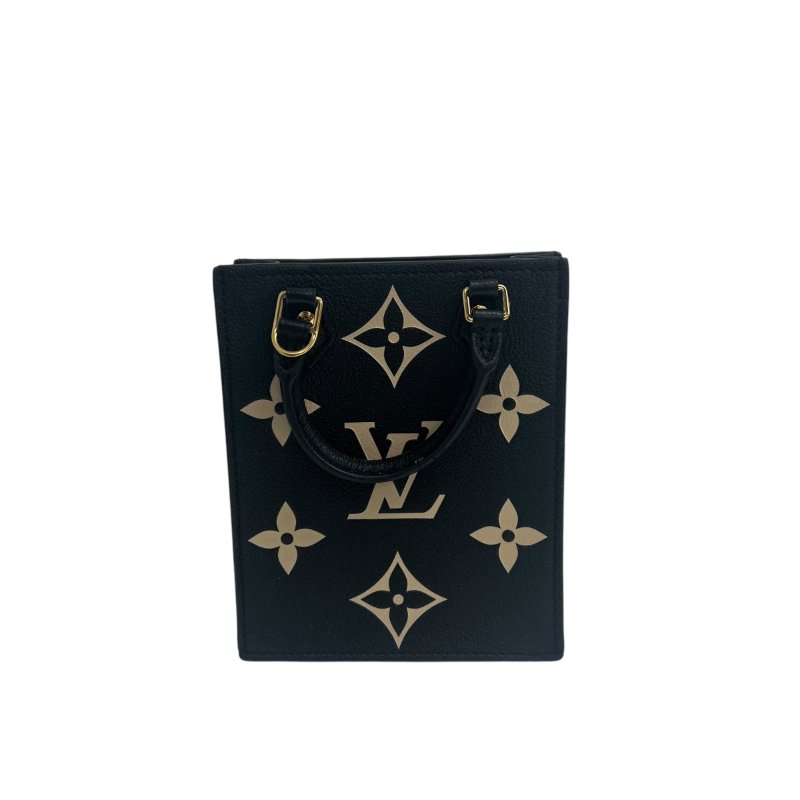 【LOUIS VUITTON】Monogram Empreinte Sac Plat 黑色壓紋 金扣 琴譜包 M81416 附晶片（二手）J2322-10