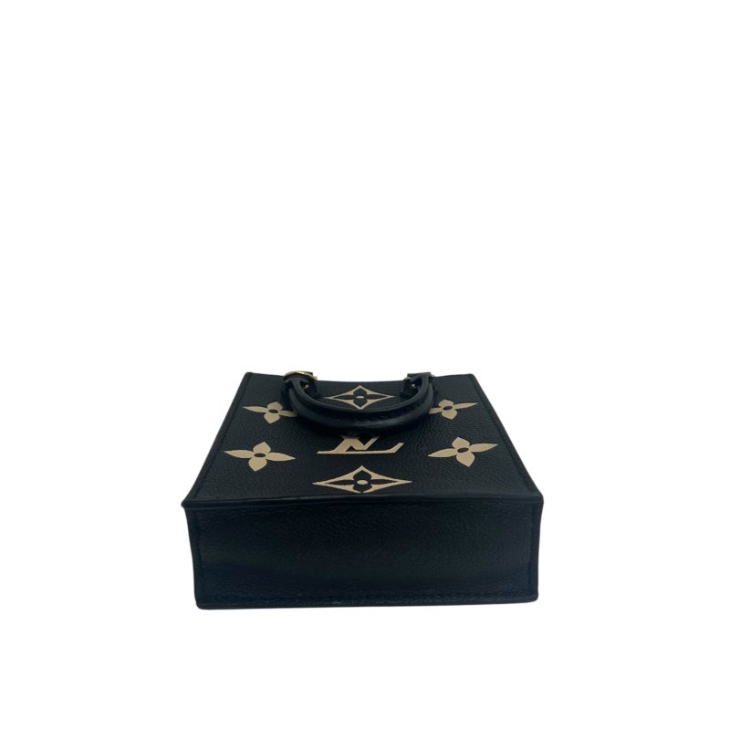 【LOUIS VUITTON】Monogram Empreinte Sac Plat 黑色壓紋 金扣 琴譜包 M81416 附晶片（二手）J2322-12