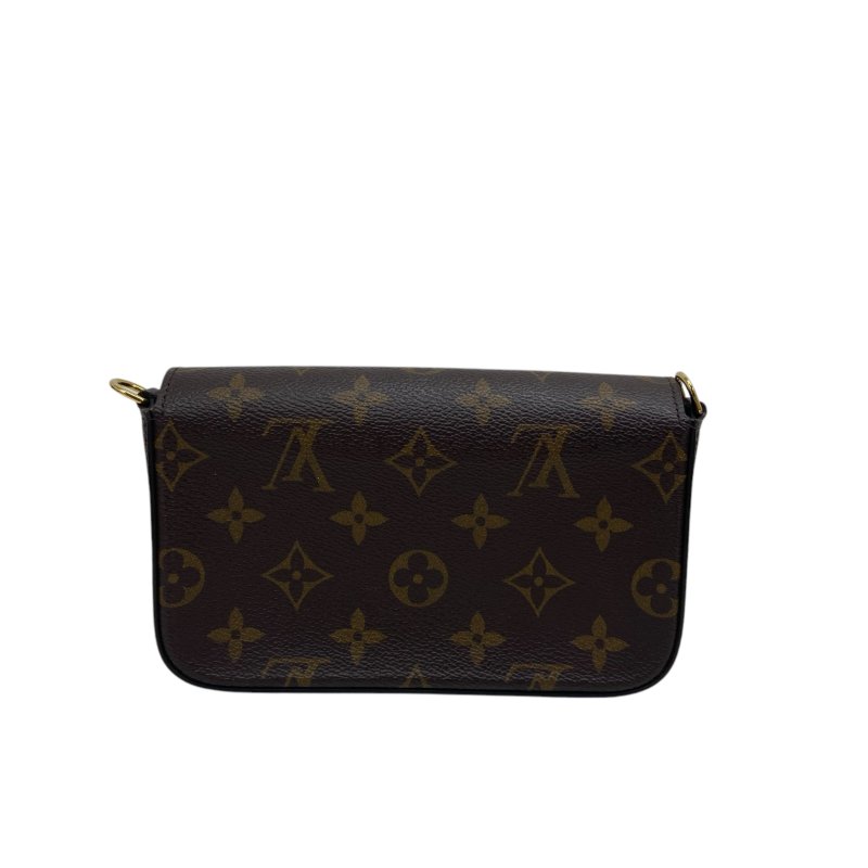 【LOUIS VUITTON】Monogram Félicie Strap & Go 啡色老花 金扣 三合一小包 M80091 附晶片(二手)L0688-0
