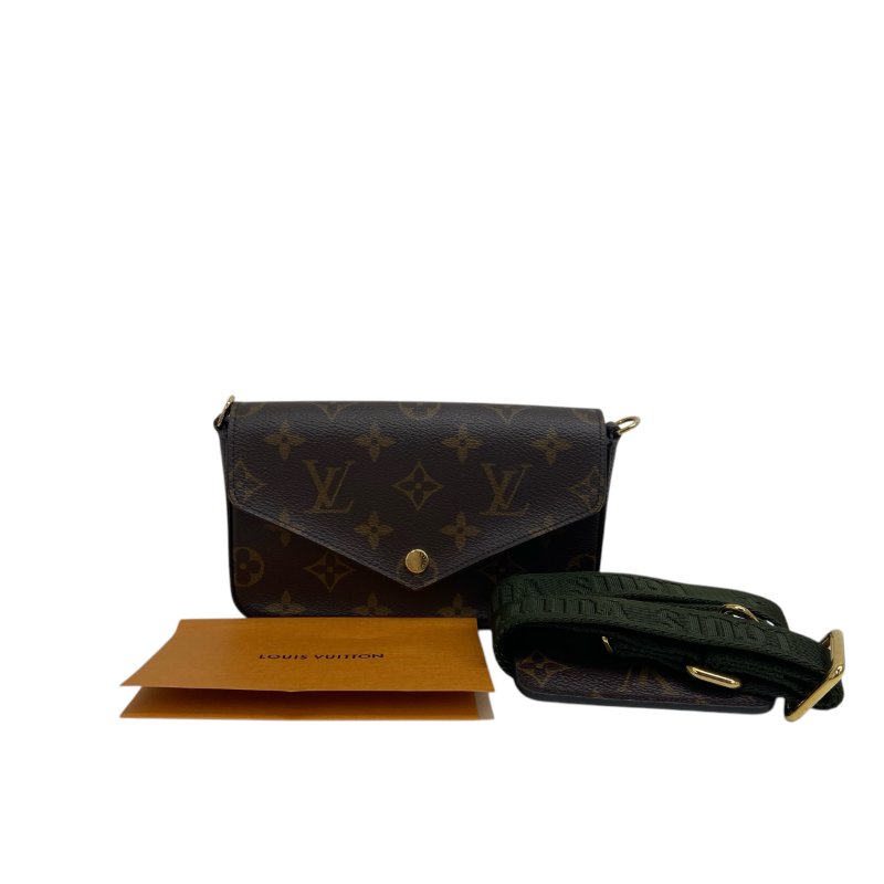 【LOUIS VUITTON】Monogram Félicie Strap & Go 啡色老花 金扣 三合一小包 M80091 附晶片(二手)L0688-10