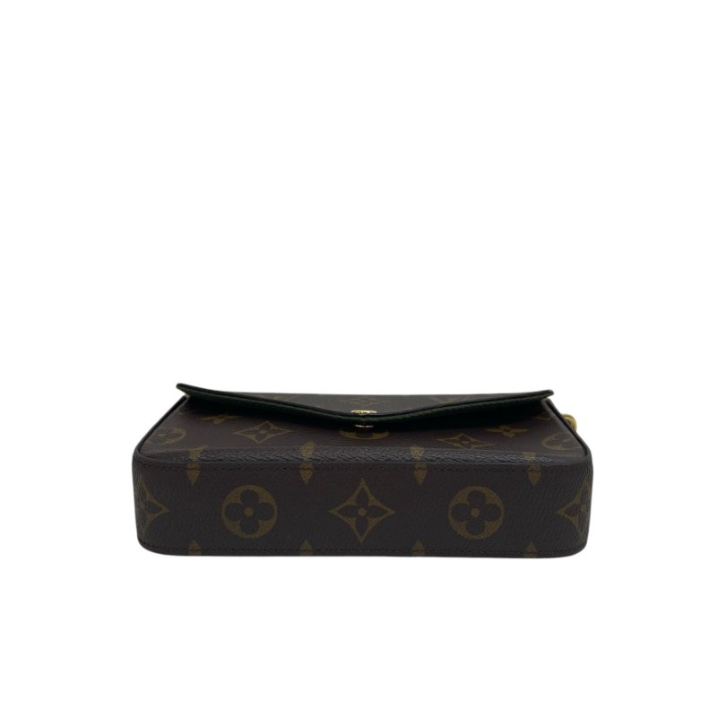 【LOUIS VUITTON】Monogram Félicie Strap & Go 啡色老花 金扣 三合一小包 M80091 附晶片(二手)L0688-12