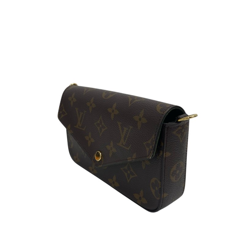 【LOUIS VUITTON】Monogram Félicie Strap & Go 啡色老花 金扣 三合一小包 M80091 附晶片(二手)L0688-15