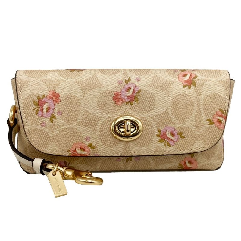 【全新】COACH C LOGO玫瑰眼鏡墨鏡太陽眼鏡收納盒(玫瑰/米白)-1