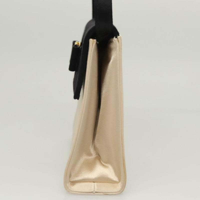 【日本直送】Salvatore Ferragamo Vala 手提包 緞面 米色 金色 正品 BA2675-2
