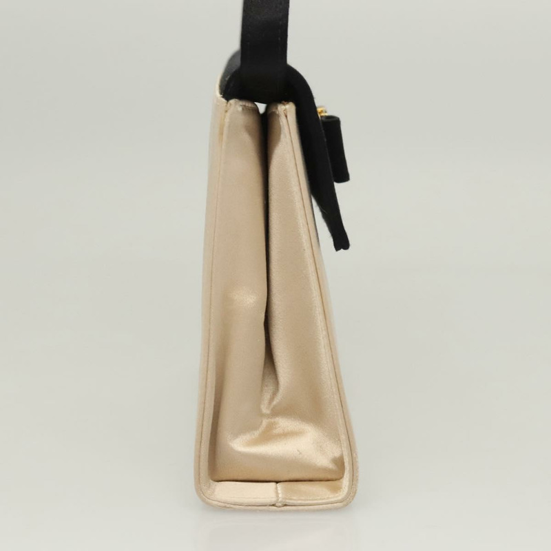 【日本直送】Salvatore Ferragamo Vala 手提包 緞面 米色 金色 正品 BA2675-3