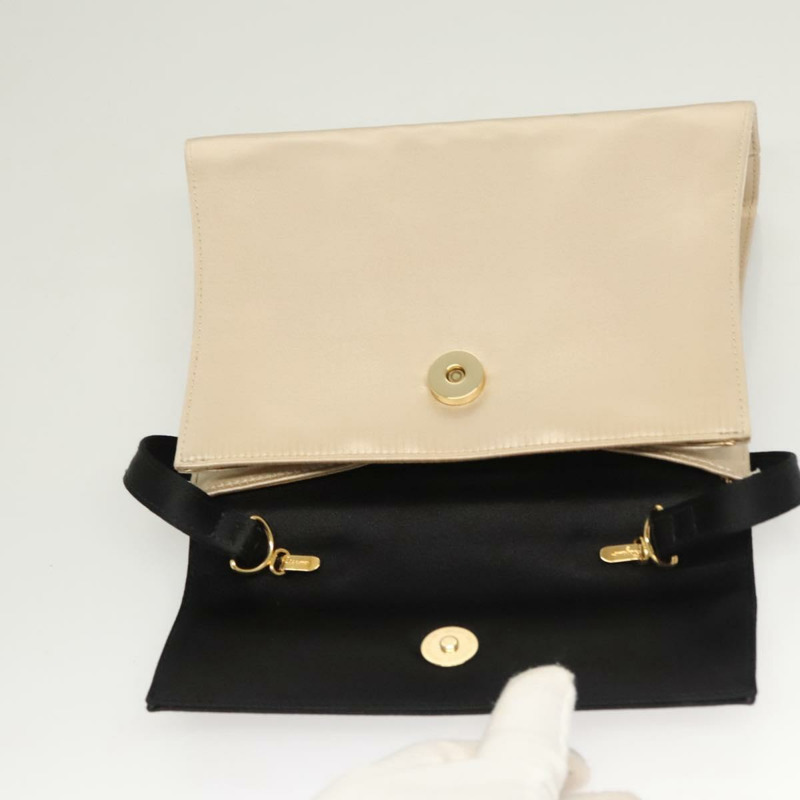 【日本直送】Salvatore Ferragamo Vala 手提包 緞面 米色 金色 正品 BA2675-9