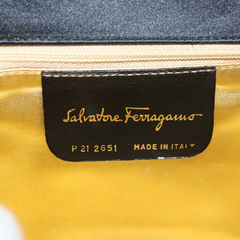 【日本直送】Salvatore Ferragamo Vala 手提包 緞面 米色 金色 正品 BA2675-11