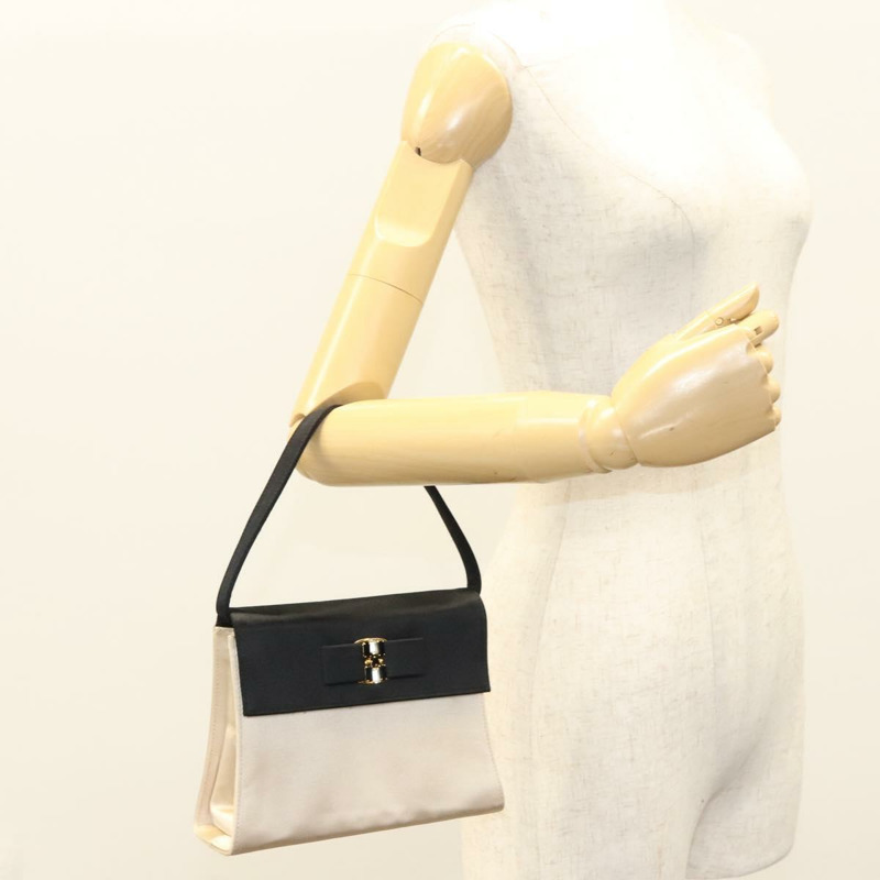 【日本直送】Salvatore Ferragamo Vala 手提包 緞面 米色 金色 正品 BA2675-21