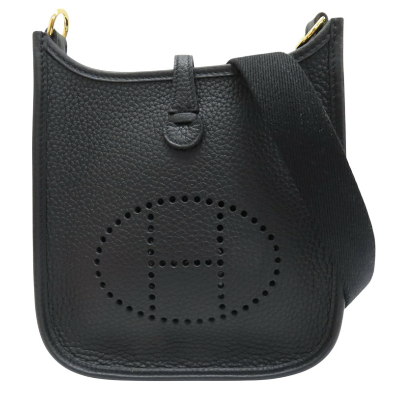 黑色 Tourillon牛皮 Evelyne TPM 肩背包 W刻 金扣【HERMES 愛馬仕】-0