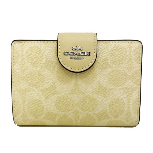 【全新】COACH  C LOGO鈔票零錢袋中夾(月光石黃)-0