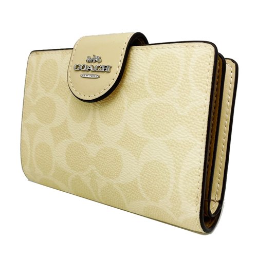 【全新】COACH  C LOGO鈔票零錢袋中夾(月光石黃)-1