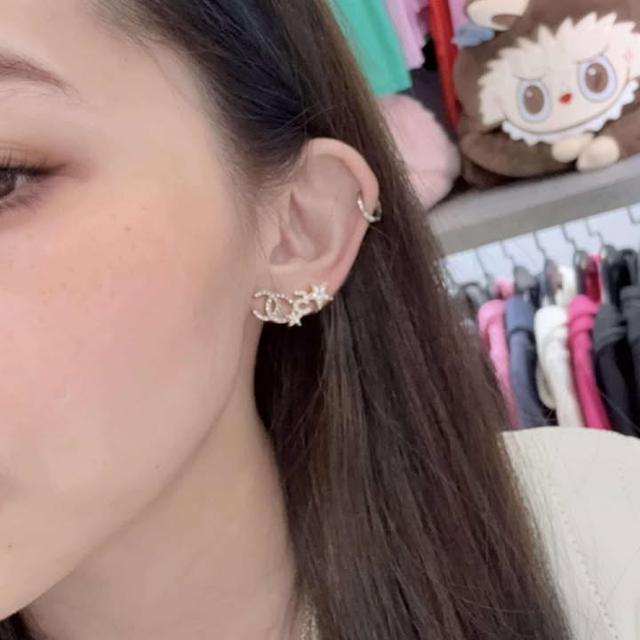 CHANEL 水鑽NO5耳釦款耳環-0