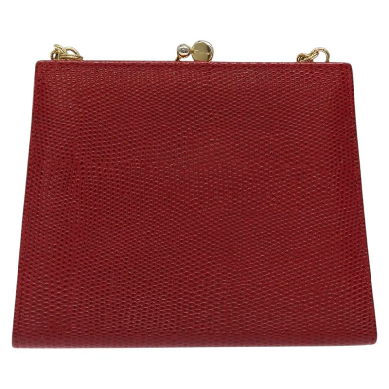 【日本直送】Salvatore Ferragamo 鏈條單肩包 蛇皮壓花 紅金 正品 125568-1