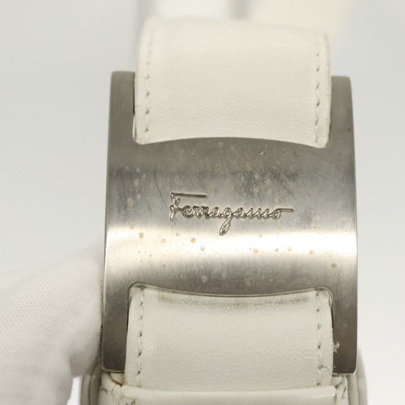 【日本直送】Salvatore Ferragamo 白色銀色皮革肩背包，正品編號 125994-9