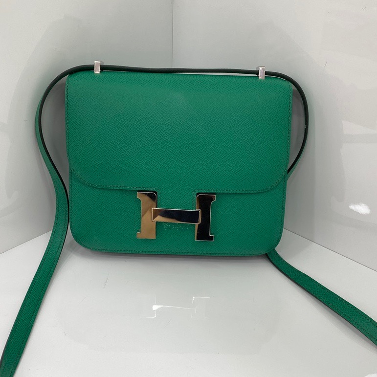Hermes愛馬仕constance O6帝王綠銀扣康康 19單肩斜挎康康包 epsom,U刻-5