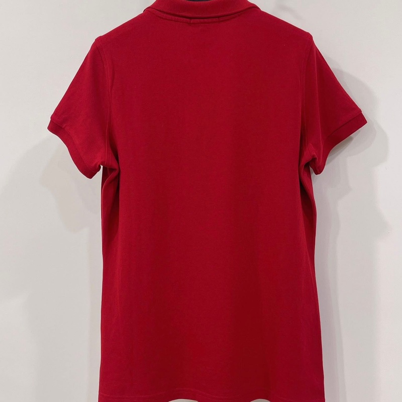 BURBERRY 倫敦 經典格紋滾邊POLO上衣 紅-1