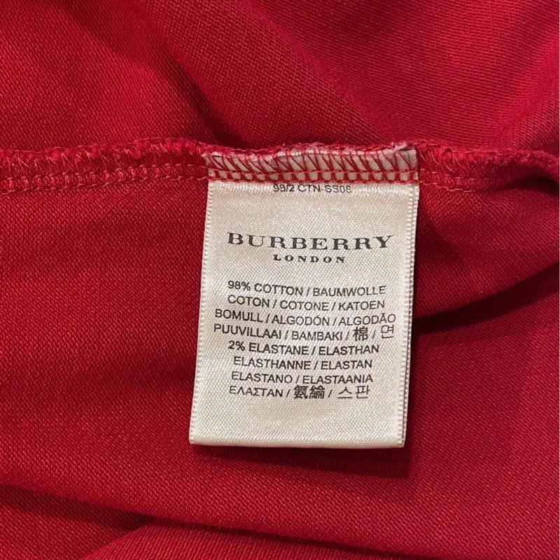 BURBERRY 倫敦 經典格紋滾邊POLO上衣 紅-7