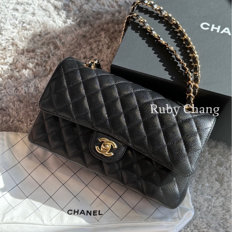 Chanel Classic Flap Bag（CF25) 黑金款中號-10