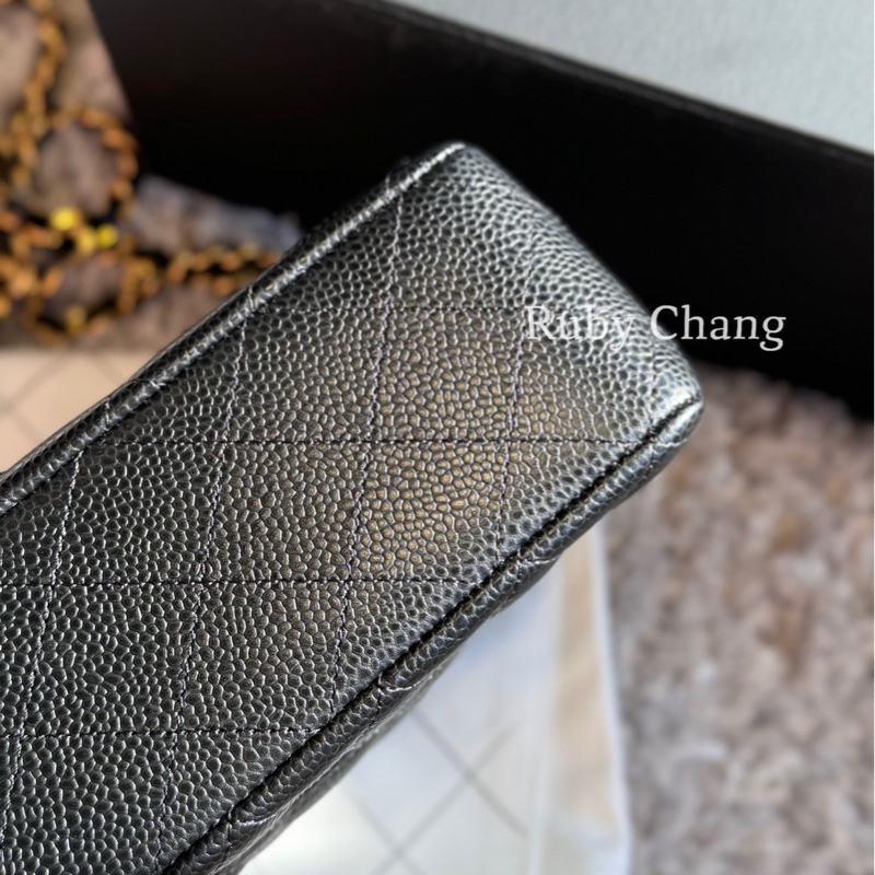 Chanel Classic Flap Bag（CF25) 黑金款中號-12
