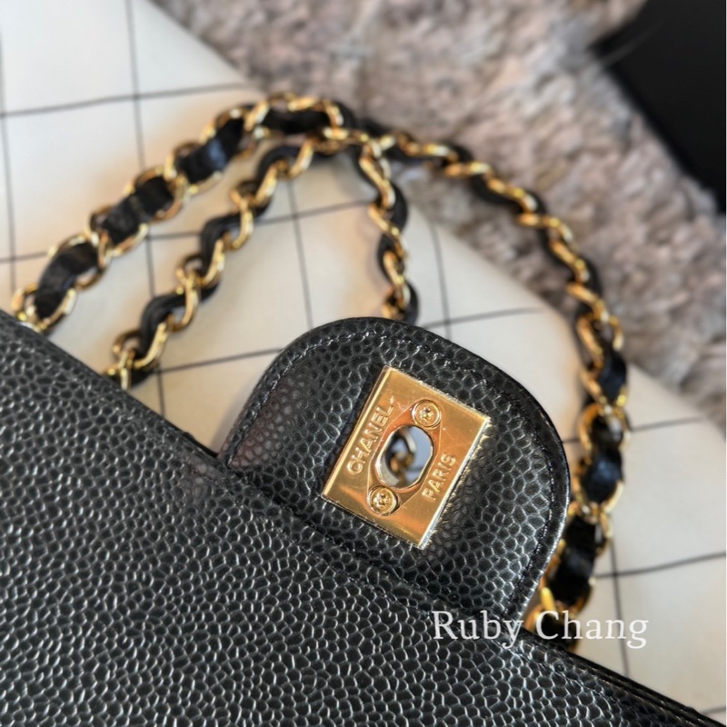 Chanel Classic Flap Bag（CF25) 黑金款中號-13