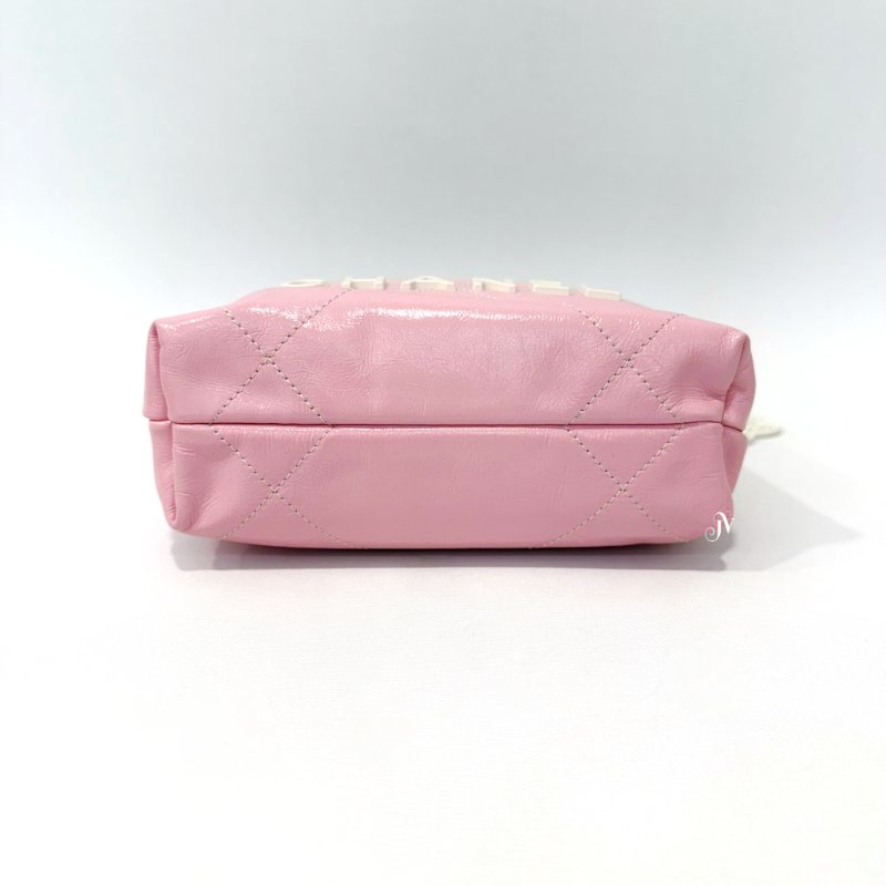 Chanel白與淡粉漸層色白釦mini 22 bag AS3980-4