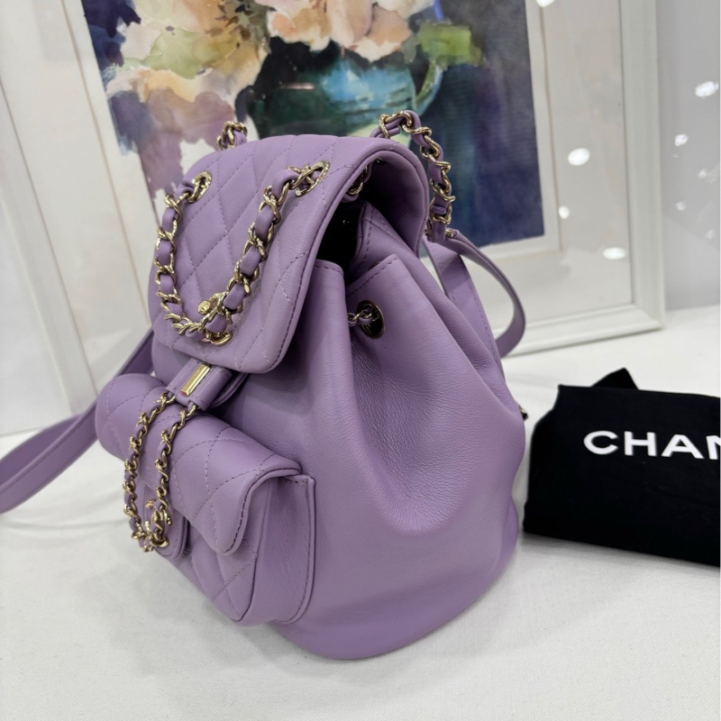 CHANEL香奈兒 24P Duma 淡紫色 牛皮 小號 雙肩包 24年新款！芯片款-3