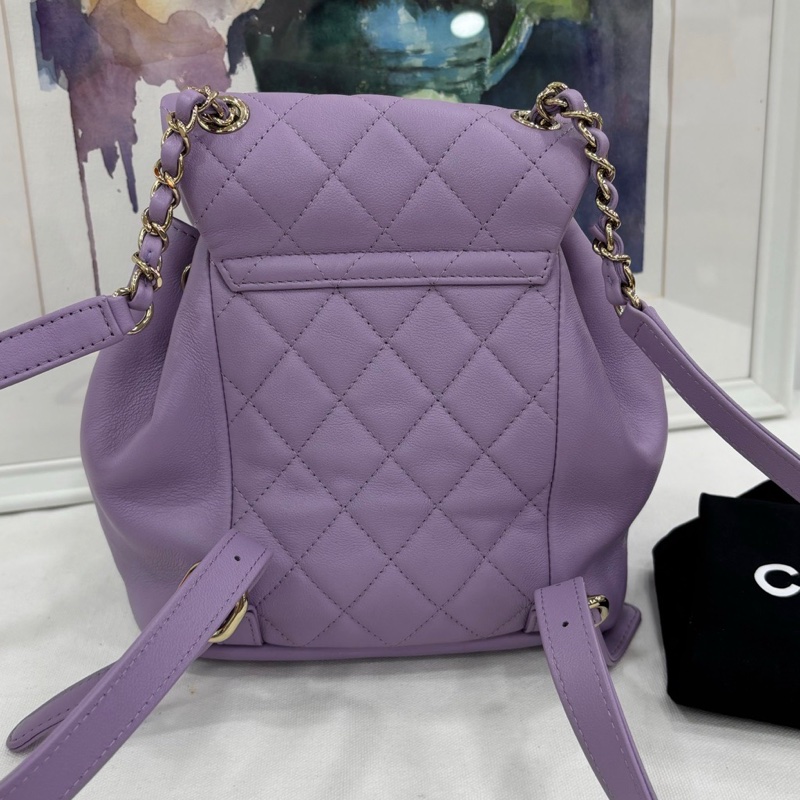 CHANEL香奈兒 24P Duma 淡紫色 牛皮 小號 雙肩包 24年新款！芯片款-6