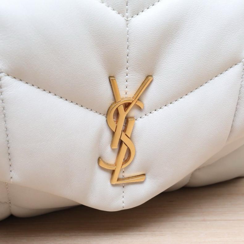 SAINT LAURENT(聖羅蘭) Puffer 雲朵包 Mini 23 珍珠灰 金扣-5