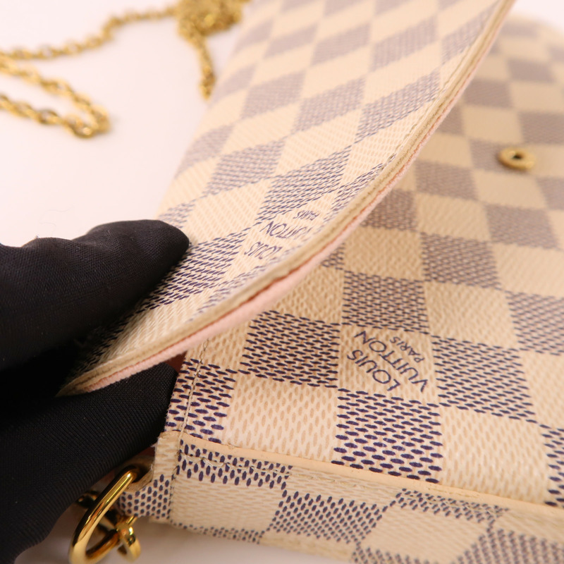 LOUIS VUITTON Damier Azur Pochette Felicie金扣肩背袋-23