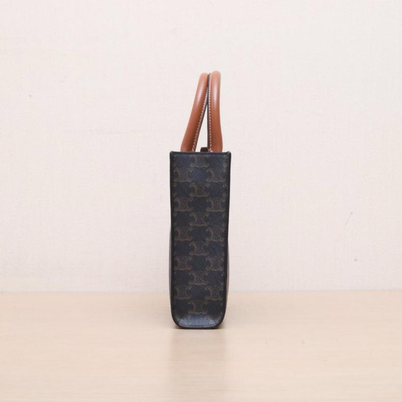 CELINE(思琳) Cabas 豎款手袋 Mini 凱旋門印花 褐色 人造革-1