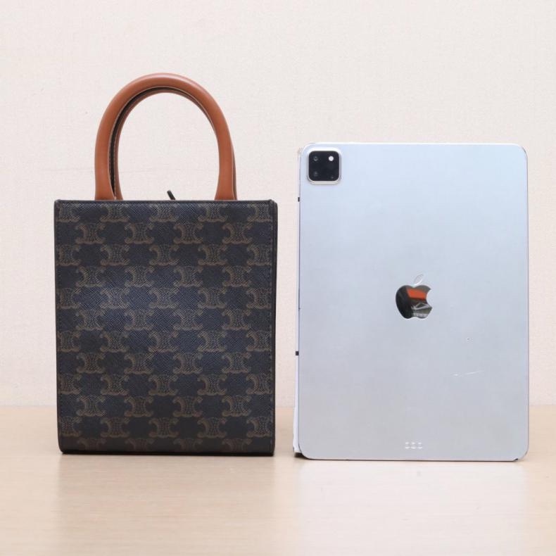 CELINE(思琳) Cabas 豎款手袋 Mini 凱旋門印花 褐色 人造革-2