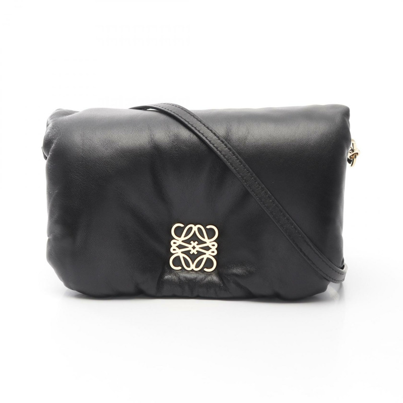 LOEWE Goya 羽絨包迷你肩背包 A896W56X01 皮革黑色二手女款-0