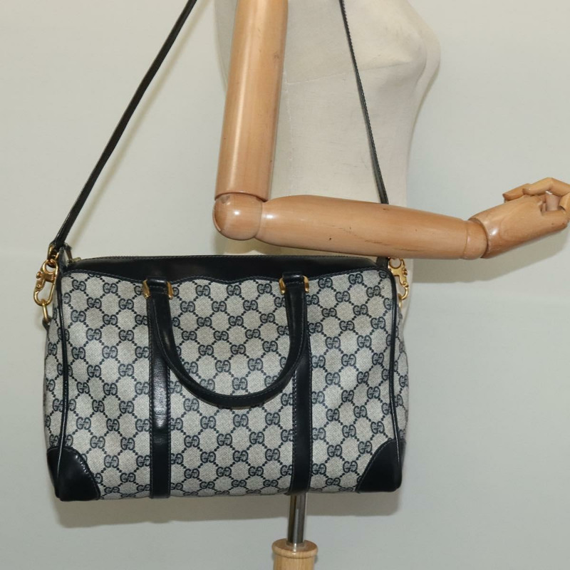 【日本直送】GUCCI GG Supreme 手提包 PVC 兩用款 海軍藍金色 正品 125980-19