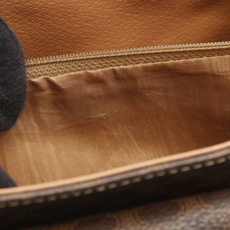 CELINE Macadam 斜背單肩包 帆布皮革 棕色 米色 二手 女士-6