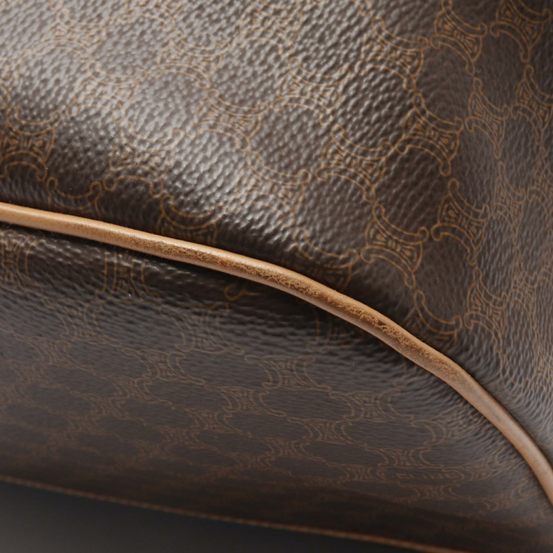 CELINE Macadam 斜背單肩包 帆布皮革 棕色 米色 二手 女士-11