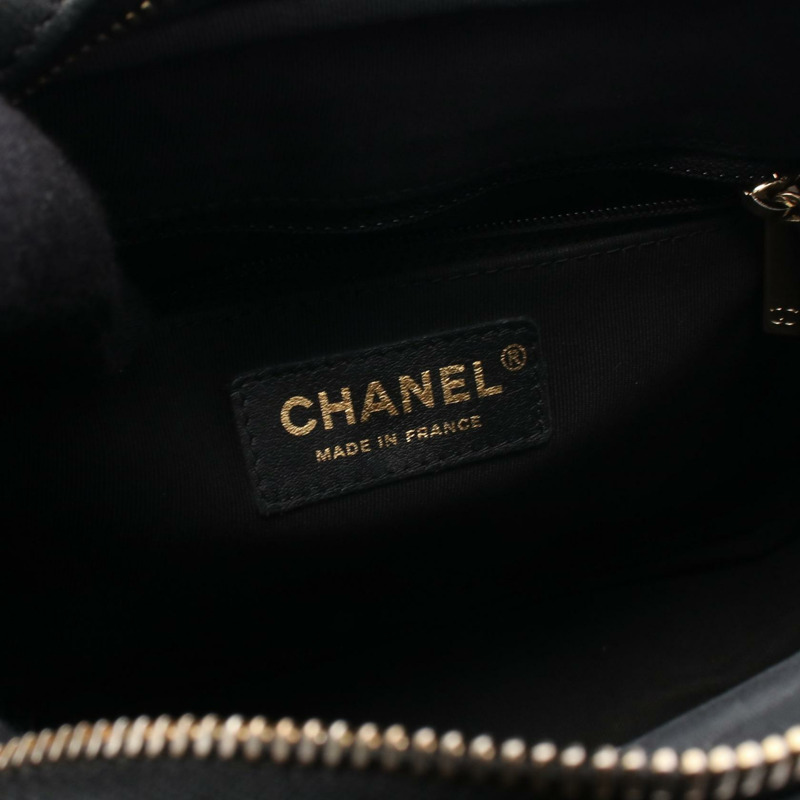 CHANEL V 字形 V 字形鏈條單肩包 羔羊皮 黑色 GHWUsed 女款 CC-3