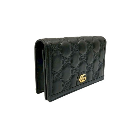 GUCCI Matelasse黑牛皮壓紋鏈帶包723787-2