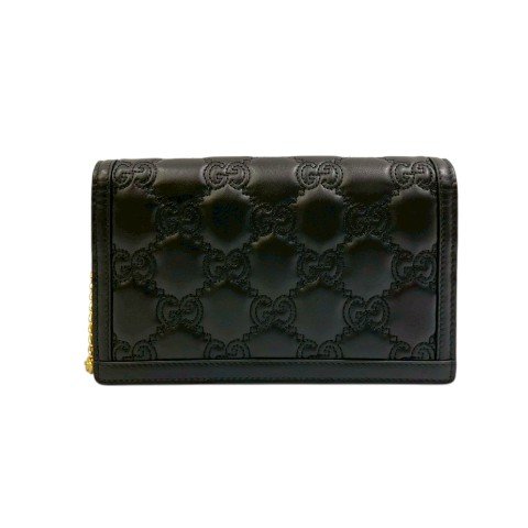 GUCCI Matelasse黑牛皮壓紋鏈帶包723787-4