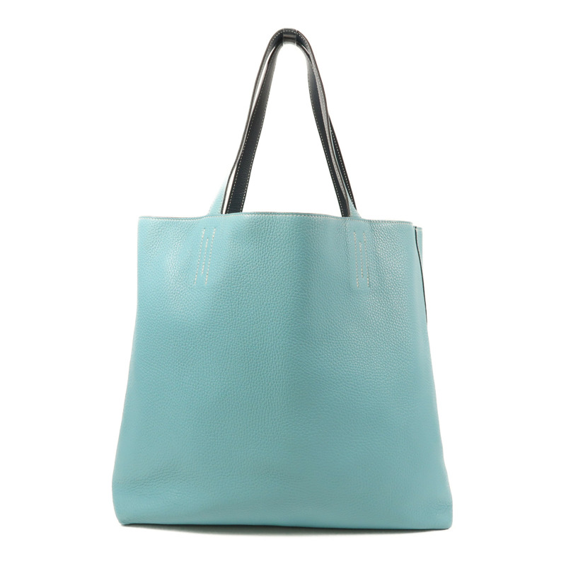 HERMES Clemence皮革Double Sens肩背袋Bleu Atoll/Bleu Colvert-1