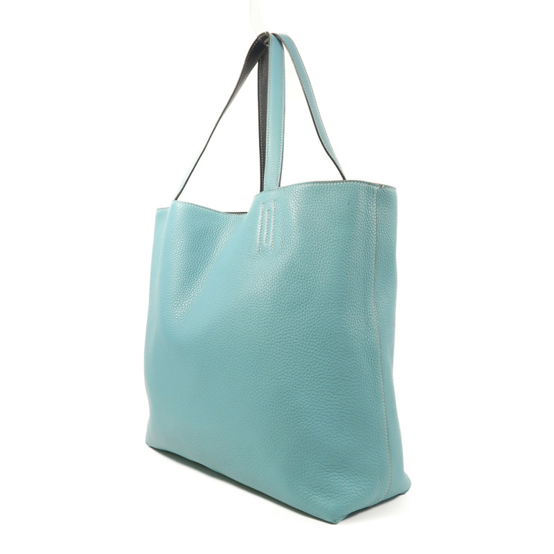 HERMES Clemence皮革Double Sens肩背袋Bleu Atoll/Bleu Colvert-2