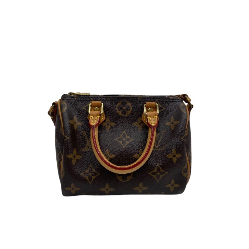 【LOUIS VUITTON】Monogram Speedy Nano 枕頭包 啡色老花 金扣 M61252（二手）K3221-1