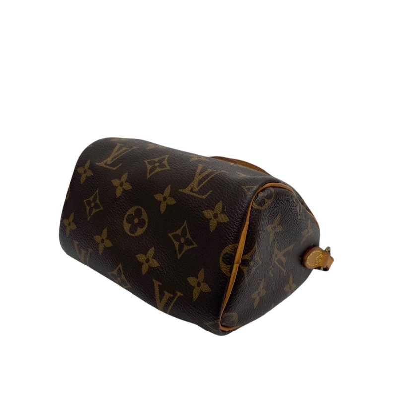 【LOUIS VUITTON】Monogram Speedy Nano 枕頭包 啡色老花 金扣 M61252（二手）K3221-4