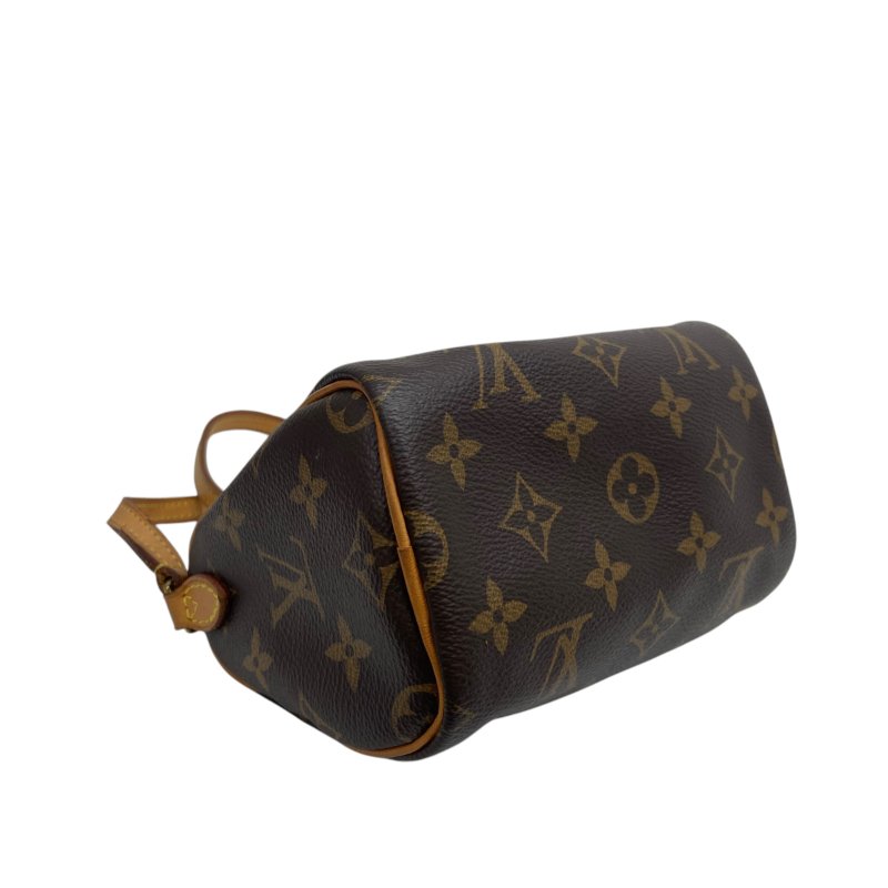 【LOUIS VUITTON】Monogram Speedy Nano 枕頭包 啡色老花 金扣 M61252（二手）K3221-7