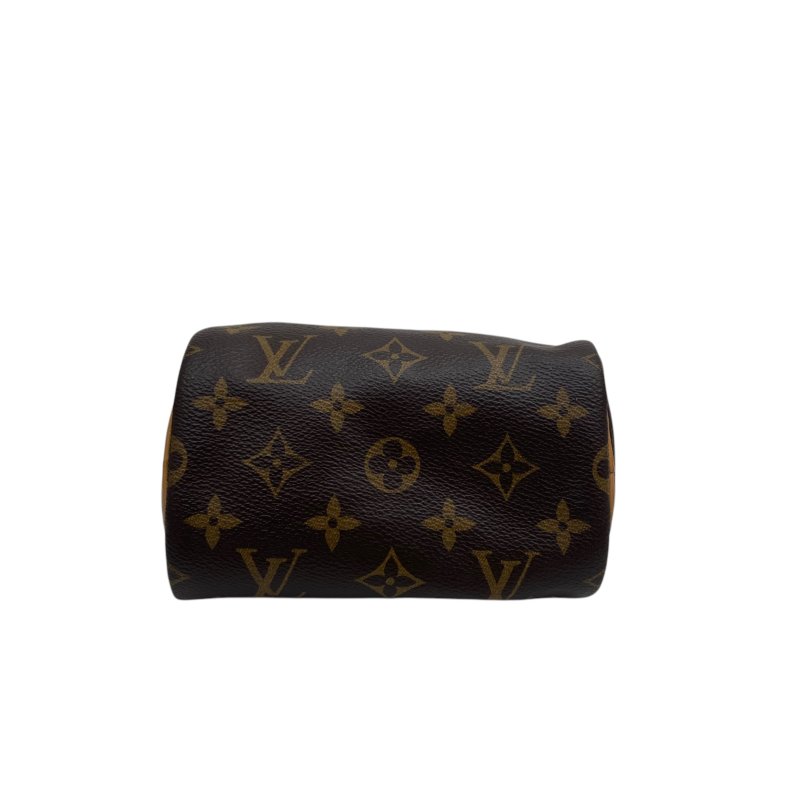 【LOUIS VUITTON】Monogram Speedy Nano 枕頭包 啡色老花 金扣 M61252（二手）K3221-12