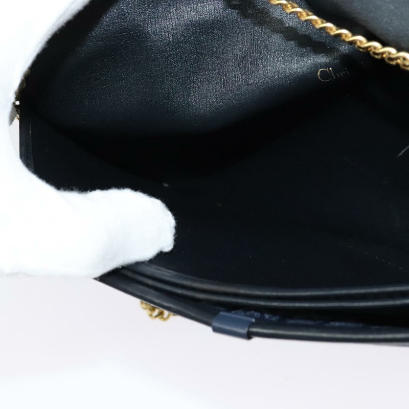 【日本直送】Christian Dior Trotter 帆布鏈條單肩包 海軍藍金色 正品 125985-18