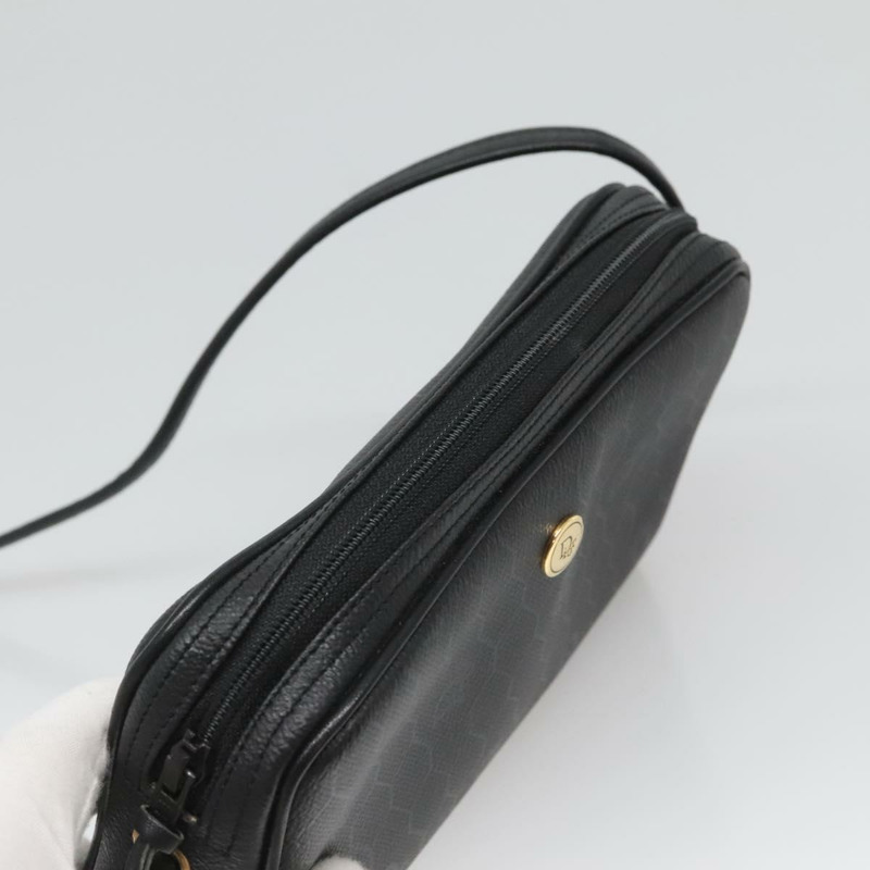 【日本直送】Christian Dior 蜂巢帆布肩背包 PVC 黑金 正品 126268-5